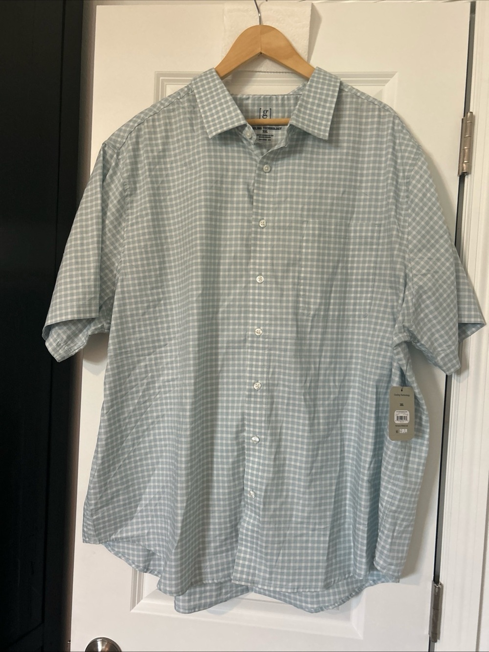 George Modern Fit Button Up Performance Shirt Short Sleeves, Cooling Tech- 3XL